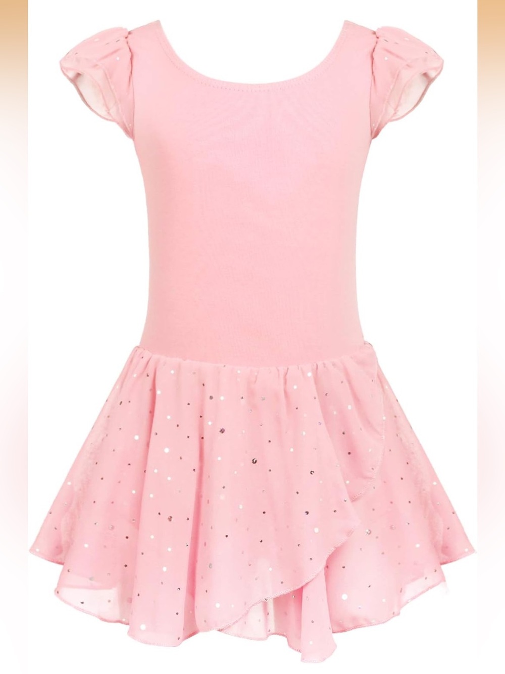 Arshiner Girl Ruffle Sleeve Ballet Dance Dress Tutu Skirted Leotard Sparkly Pink